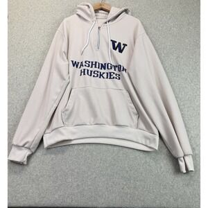 Washington Huskies Men's Waffle Knit Quarter-Zip Hoodie Cream L